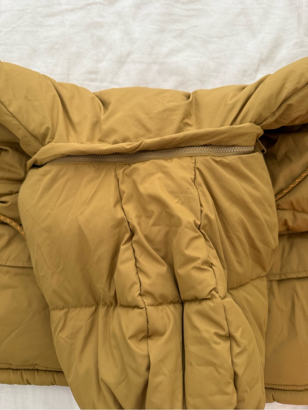Anthropologie Removable Hooded Puffer Jacket - Mustard/Orange - Picture 4 of 5